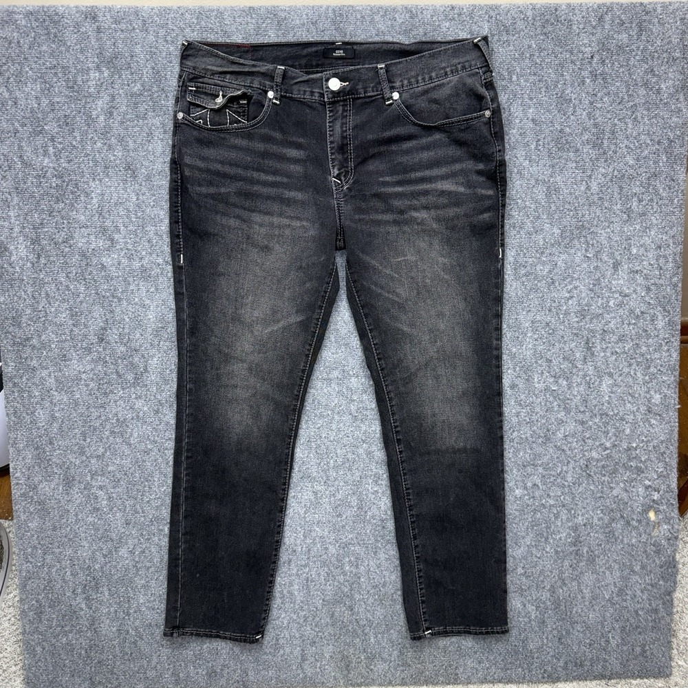 True Religion Geno Relaxed Slim Big T Flap Jeans Men's size 38 38x31 black